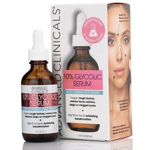Advanced Clinicals 10% Glycolic Acid Peel Serum + Salicylic Acid Skin Care NEW